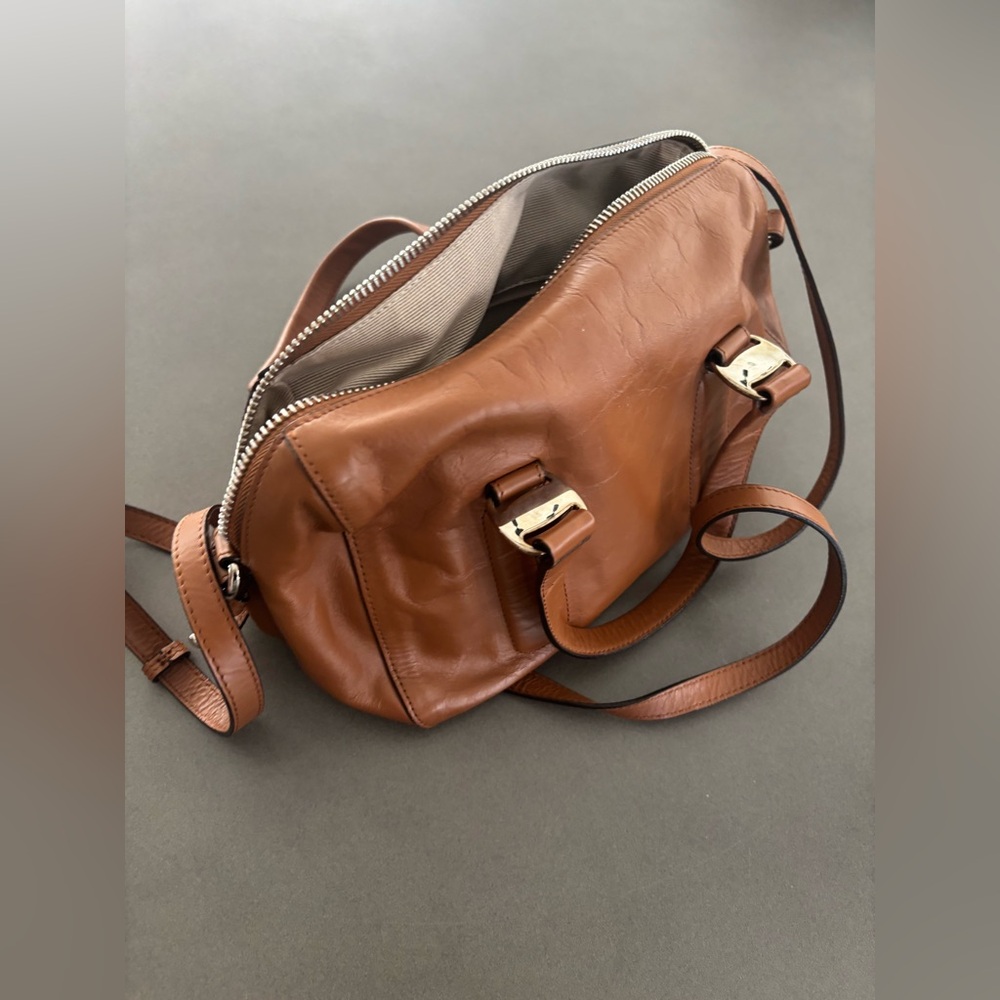 Salvatore Ferragamo Brown Leather Crossbody Satchel Italy